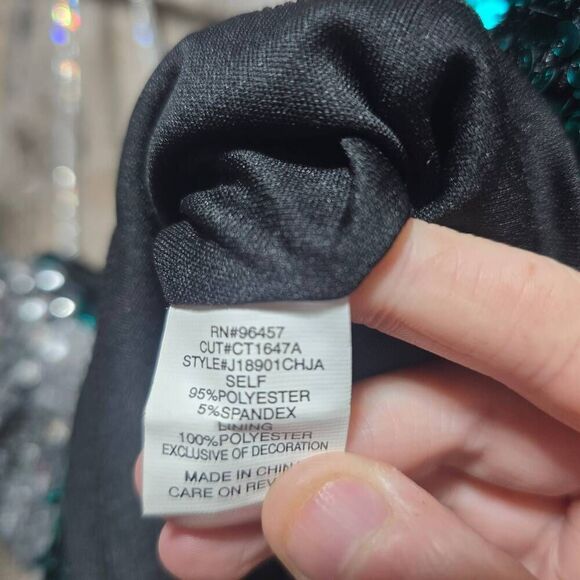 Love On A Hanger Crop Top Small Green Sequin Bow Spaghetti Strap Sparkly Party - Picture 5 of 5